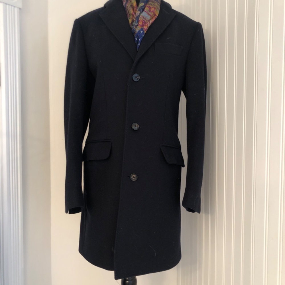 Designer Wool Cashmere Navy Business Casual Jacket - Picture 2 of 5